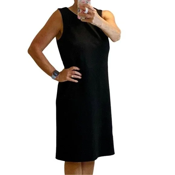 Ann Taylor Black Sheath Dress - Size 8 -  Silver beaded embellishments - EUC - Picture 2 of 11